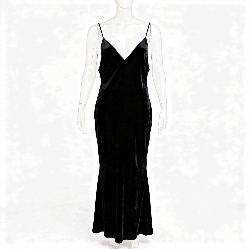 Lavender Brown Black Velvet Velour Maxi Dress Low Back